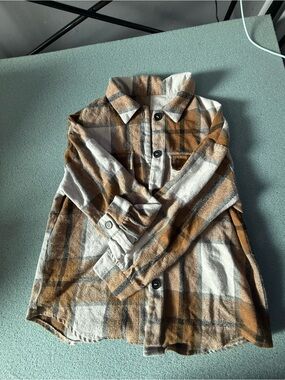 Men's Casual Plaid Button-Down Shirt - Brown & Cream